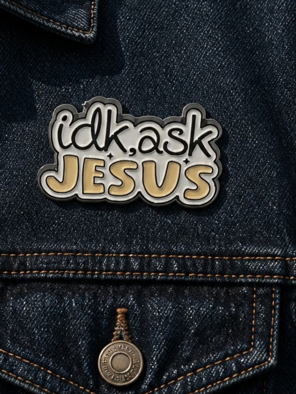 IDK Ask Jesus Enamel Pin Funny Christian Faith Religious Humor Bible Lover Gift